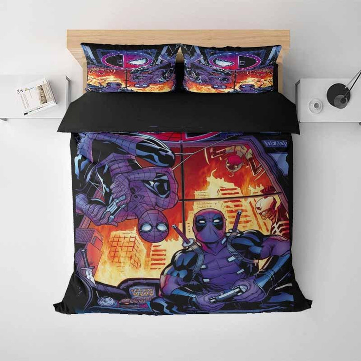 Deadpool Spiderman Cool Combo Comforter Quilt Duvet Cover Bedding