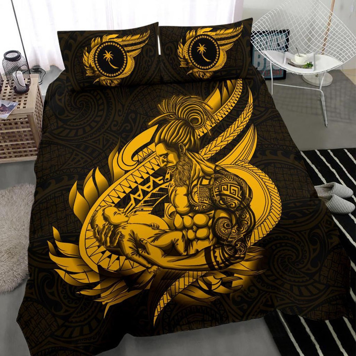 Polynesian Bedding Set - Chuuk Duvet Cover Set Father And Son Gold - BN39
