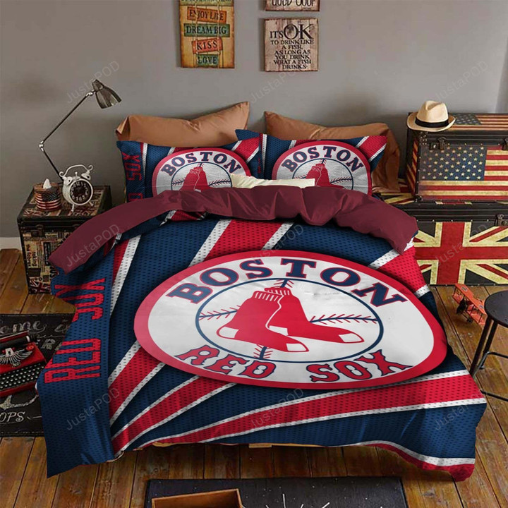 Boston Red Sox Bedding Set Sleepy (Duvet Cover & Pillow Cases)