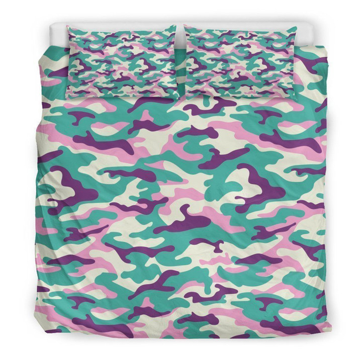 Pastel Teal And Purple Camouflage Clh2910445B Bedding Sets
