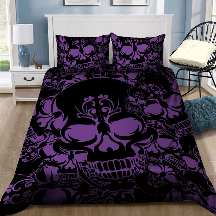 Purple And Black Collage Skull Gs-Cl-Ld1610 Bedding Set