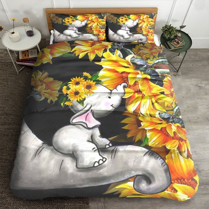 Elephants And Sunflower Bedding Set All Over Prints