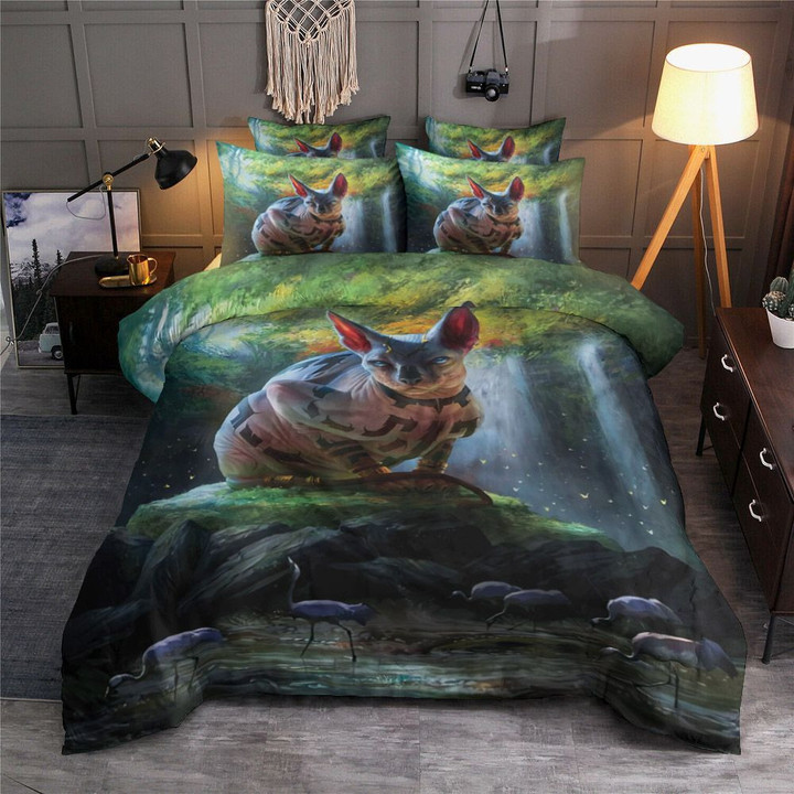 Magical Sphynx Cat And Flamingo Bedding Set All Over Prints