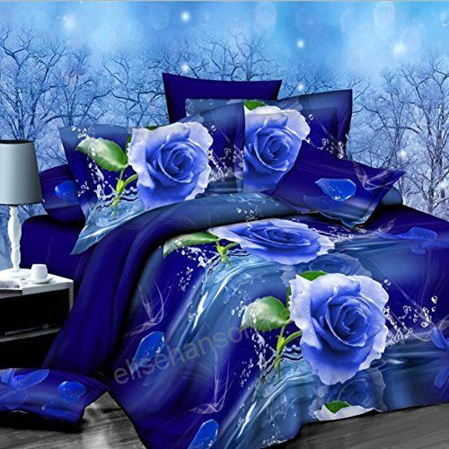 Blue Rose Floral Bedding Set All Over Prints