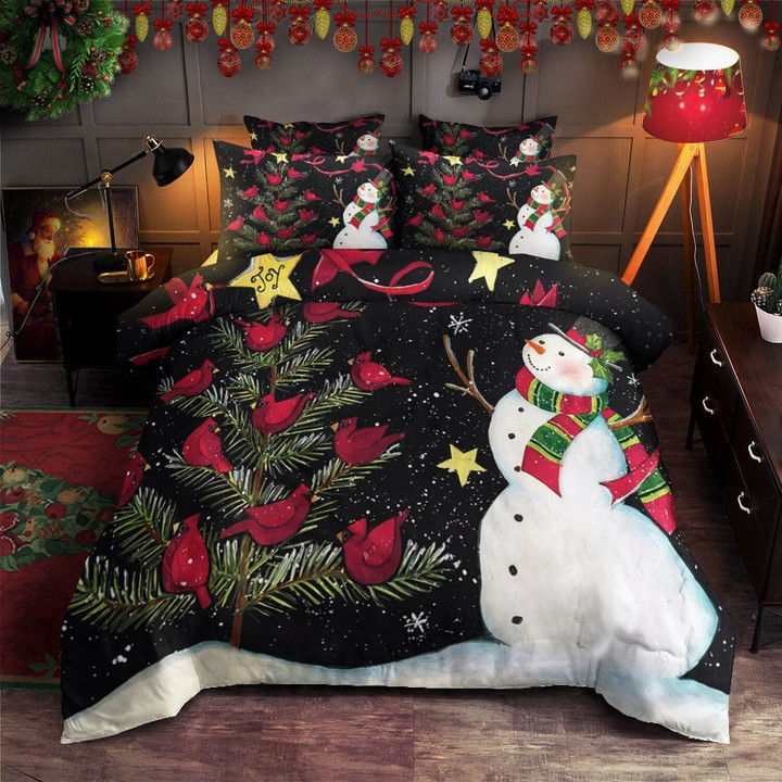 Snowman With Cardinal Bedding Set All Over Prints