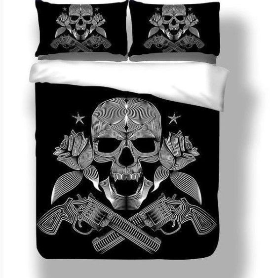Black Skeleton Bedding Set All Over Prints