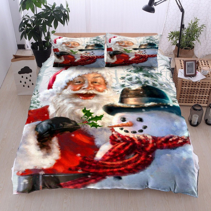 Santa Claus And Snowman Bedding Set All Over Prints