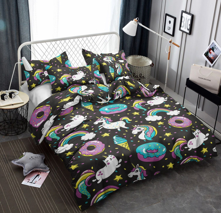 Unicorns And A Cat Bedding Set All Over Prints