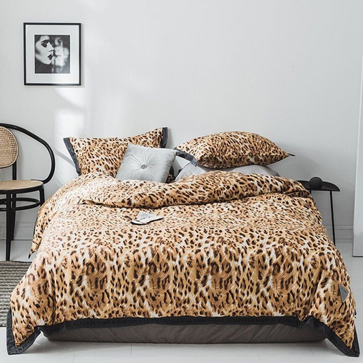 Brown Sexy Leopard Print Shabby Bedding Set All Over Prints