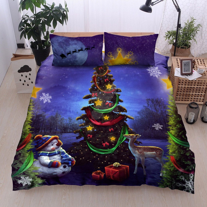 Snowman And Deer Christmas Bedding Set Iy