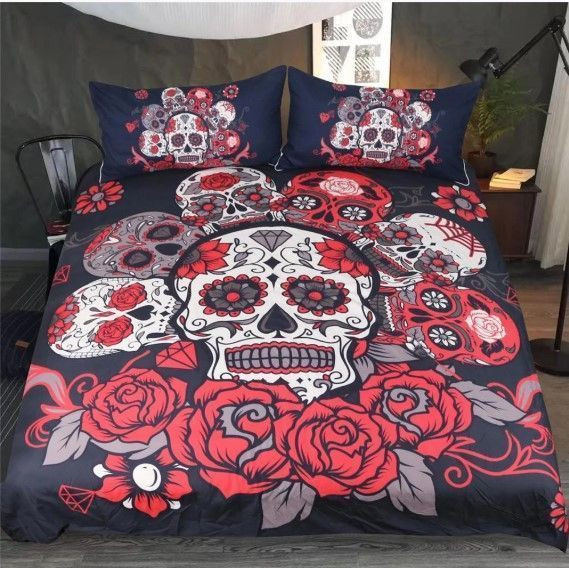 Red Rose Skull Bedding Set Iy