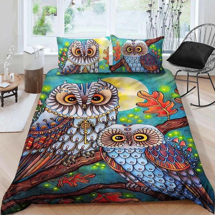 Owl Love For Night Dream Custom Name Duvet Cover Bedding Set