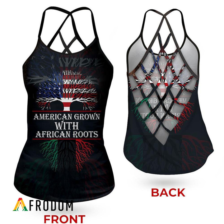American Grown With American Roots Criss-Cross Open Back Tank Top