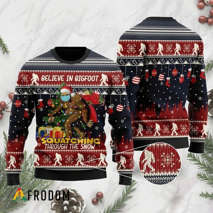 Believe In Bigfoot Christmas Sweater