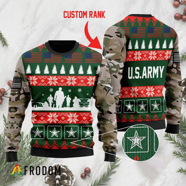 Custom Rank US Army Christmas Sweater