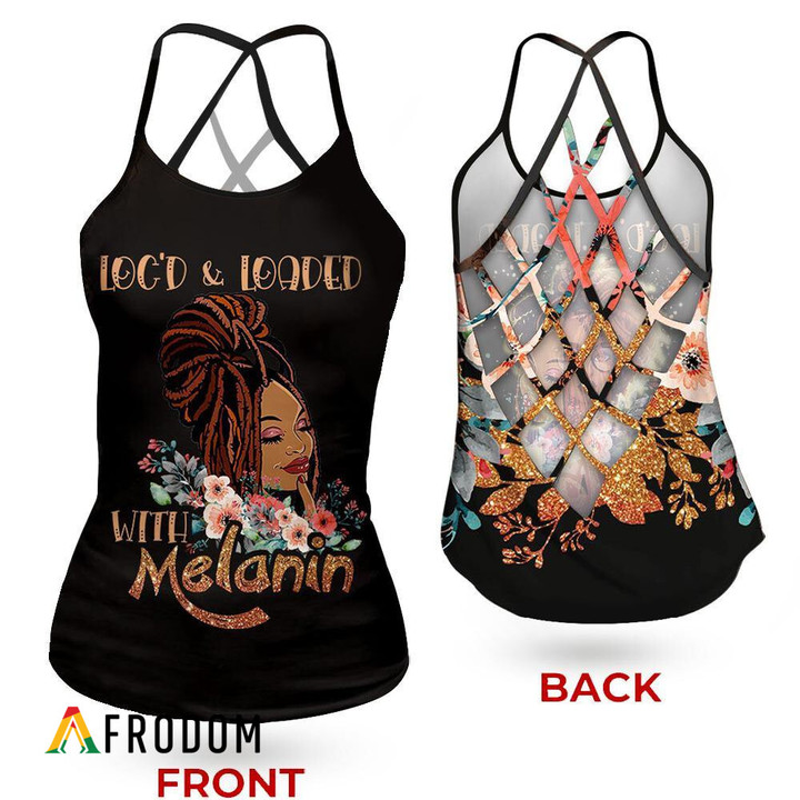 Loc'd And Loaded With Melanin Criss-Cross Open Back Tank Top