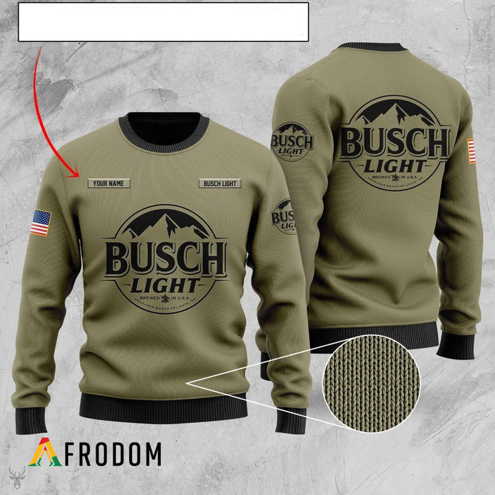 Personalized Camo Busch Light Christmas Ugly Sweater
