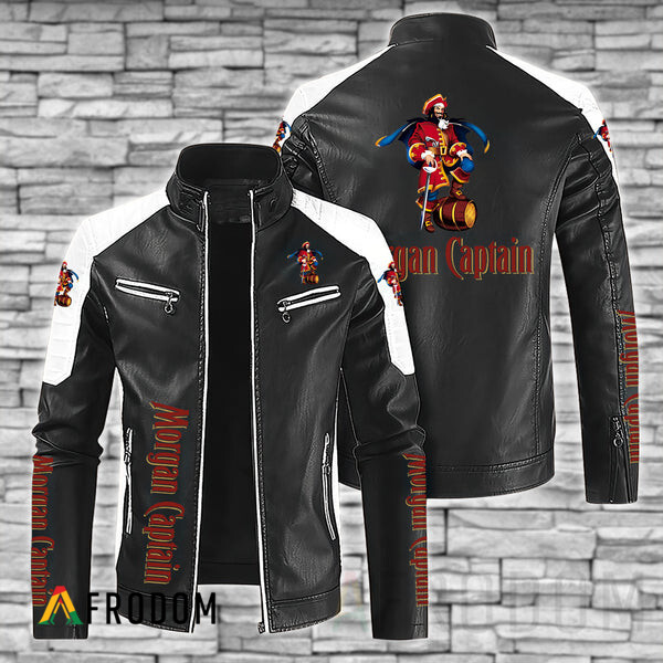 Premium Black Captain Morgan Leather Jacket