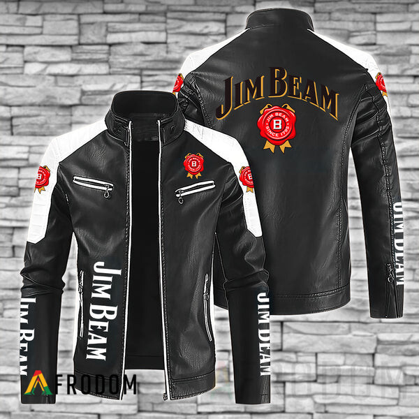 Premium Black Jim Beam Leather Jacket