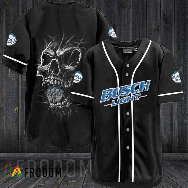 Black Skull Busch Light Baseball Jersey