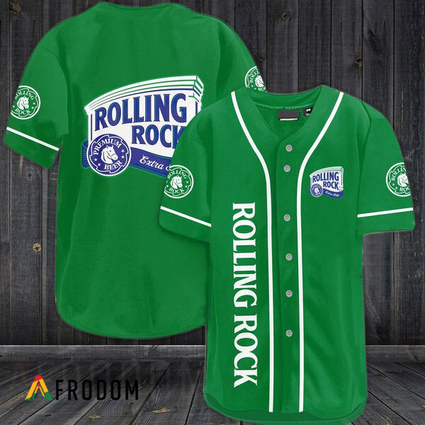 Green Rolling Rock Beer Baseball Jersey