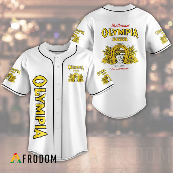 Unisex White Olympia Beer Baseball Jersey