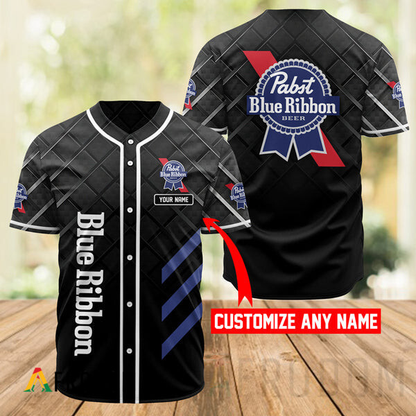 Personalized Black Pabst Blue Ribbon Baseball Jersey