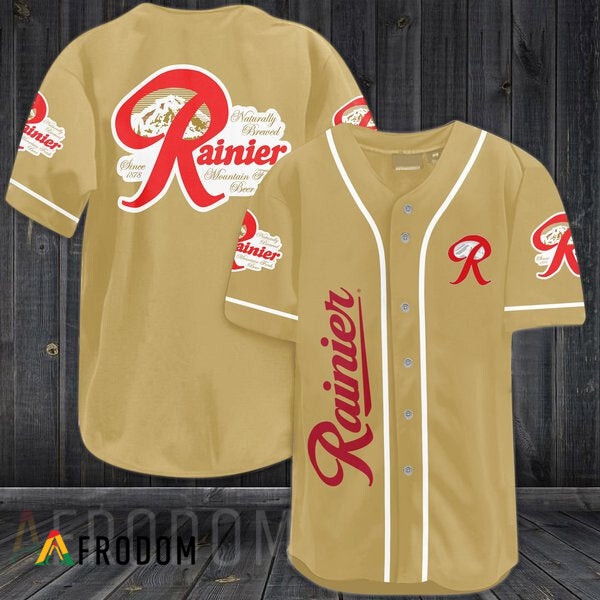 Light Brown Rainier Beer Baseball Jersey