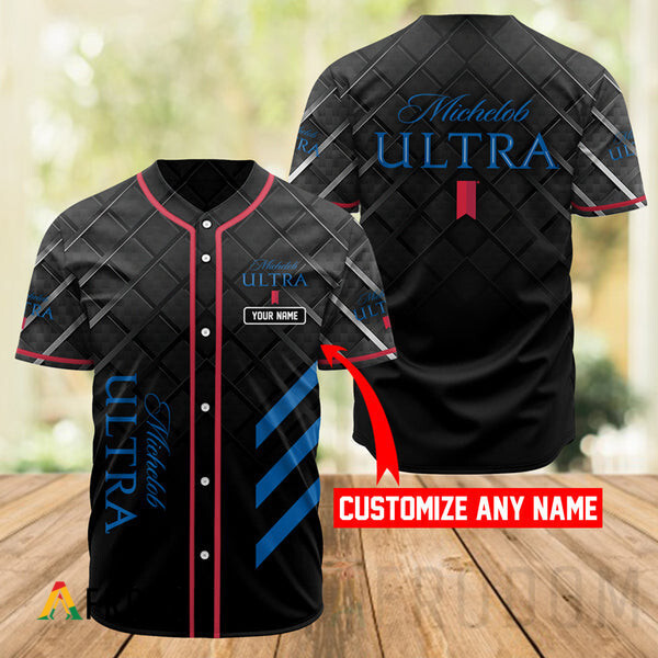 Personalized Black Michelob ULTRA Baseball Jersey