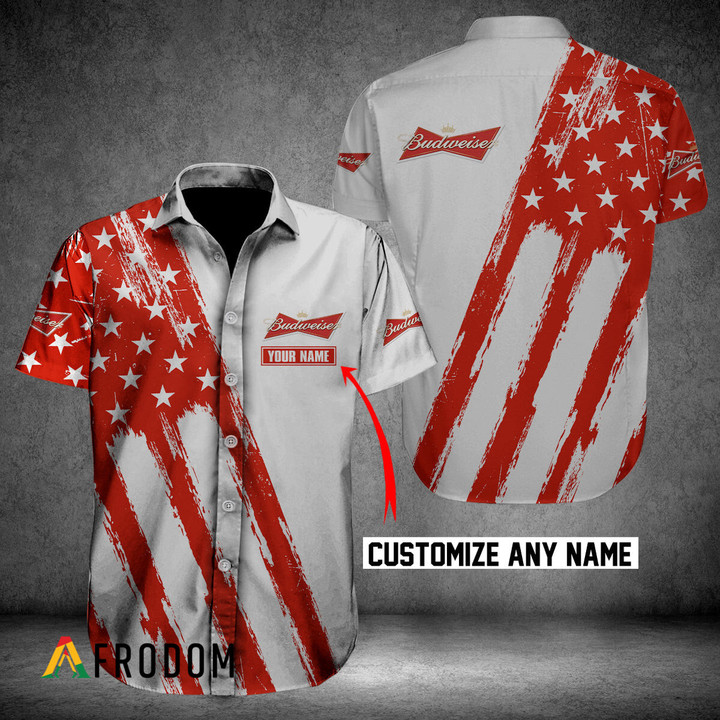 Personalized Budweiser Beer Button Shirt
