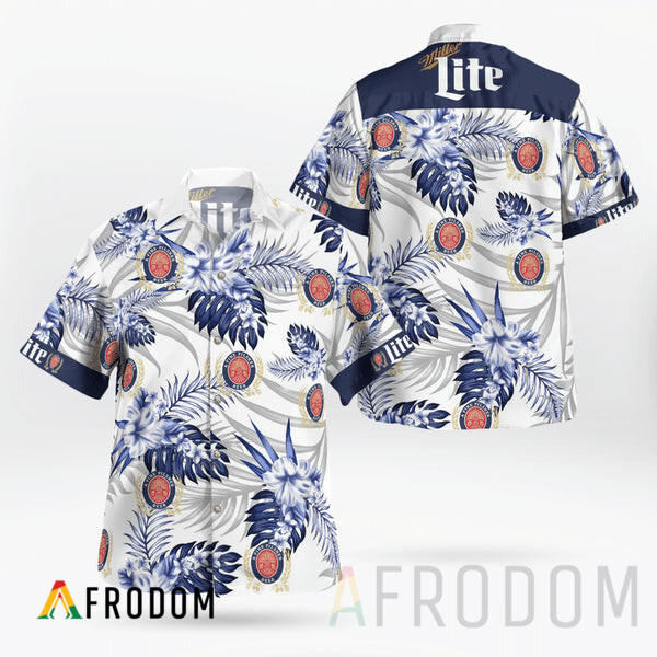 Boho Tropical Flowers Miller Lite Button Shirt