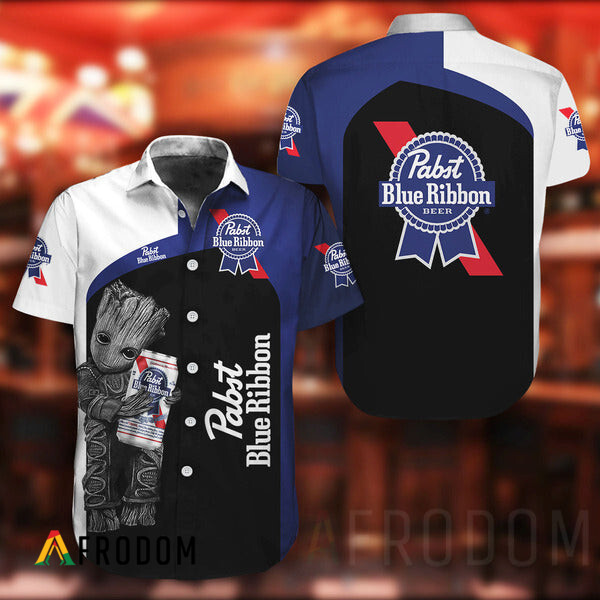 Baby Groot Pabst Blue Ribbon Button Shirt