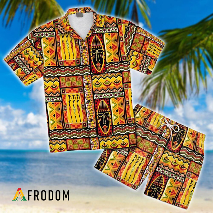 Hippie African Hawaiian Shirt And Shorts Set