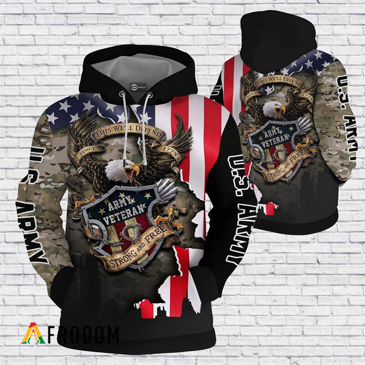 Strong And Free Army Veteran Hoodie