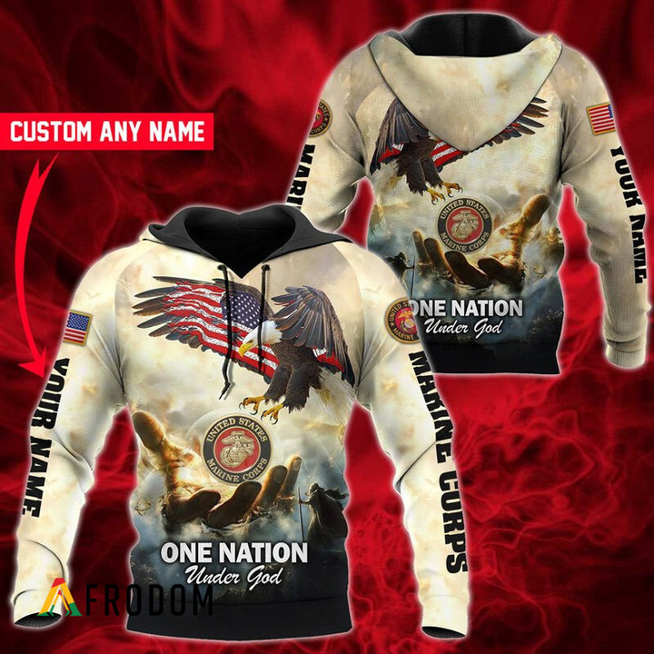 Personalized One Nation Under God Marine Corps Hoodie