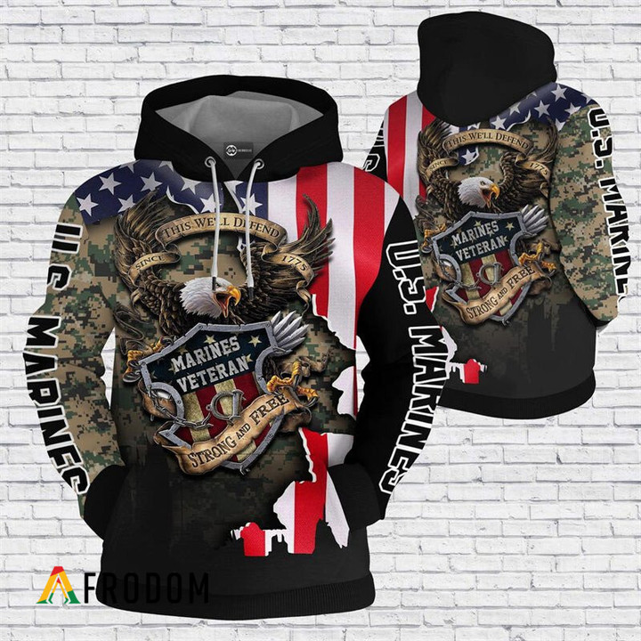 Strong And Free US Marine Hoodie