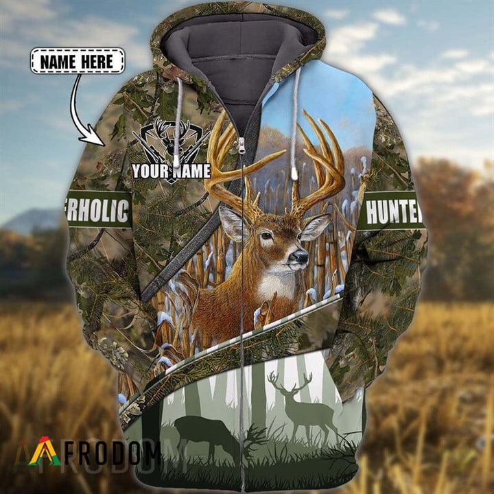 Personalized Deer Hunting Zip Hoodie