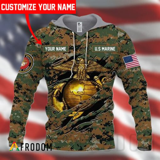 Personalized Camo US Marine Hoodie