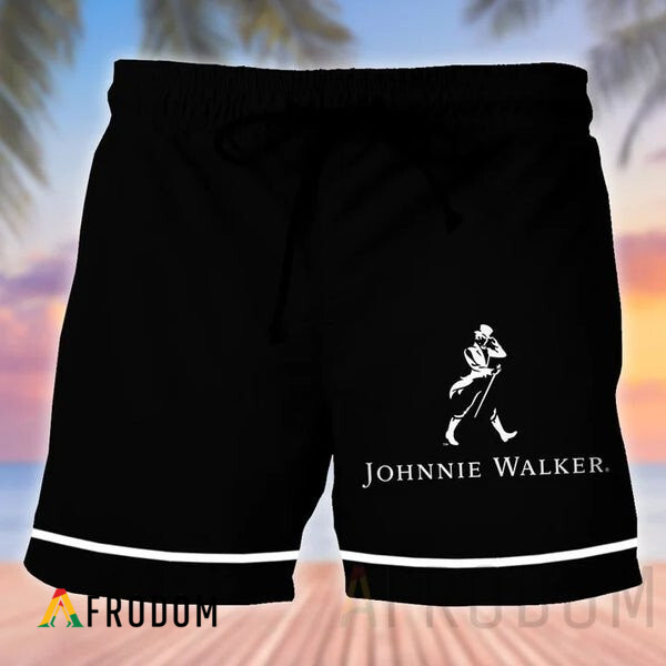 Basic Printed Black Johnnie Walker Shorts