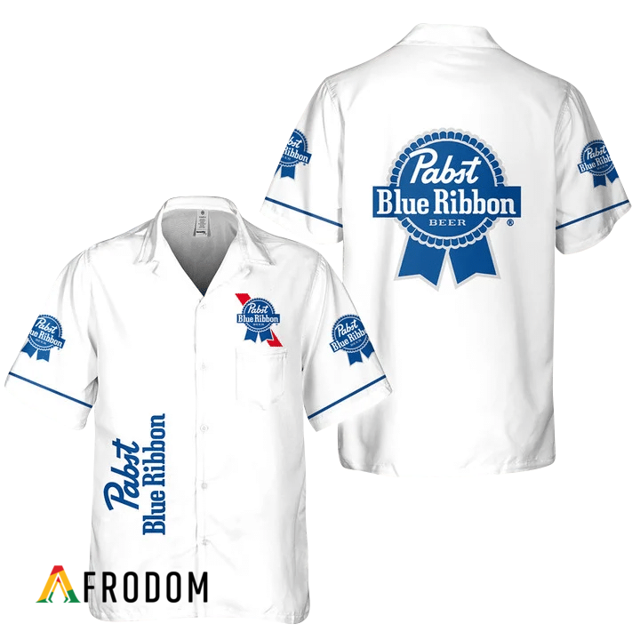 Basic Printed Pabst Blue Ribbon Hawaii Shirt