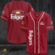 Maroon Folgers Coffee Baseball Jersey