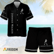 Basic Printed Johnnie Walker Button Shirt And Shorts Set
