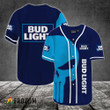 Light Blue Skull Bud Light Beer Baseball Jersey