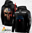 Personalized Black USA Flag Skull Michelob ULTRA Hoodie