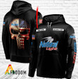 Personalized Black USA Flag Skull Natural Light Hoodie