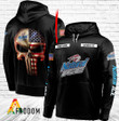 Personalized Black USA Flag Skull Natural Ice Hoodie