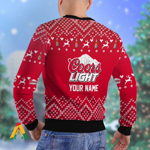 Personalized Reindeer Coors Light Christmas Ugly Sweater