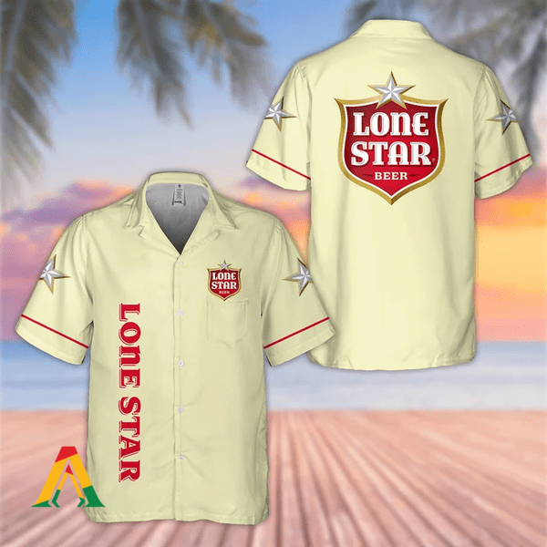 Basic Printed Lone Star Beer Hawaii Shirt