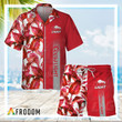 Coors Light Tropical Leaf Hawaiian Shirt And Shorts Set