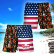 Coors Light Flower American Flag Hawaiian Shorts